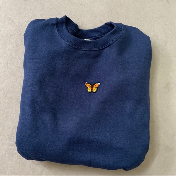 n e w | navy blue butterfly crewneck 🦋💙 - Picture 7 of 8